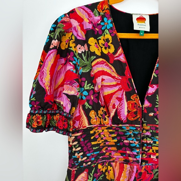 Farm Rio Black Spring Bananas Print Mini Dress - Picture 6 of 11